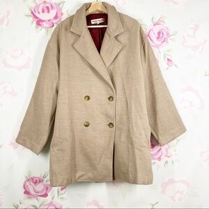 NWT Free People Hannah Slouchy Oversized Double Breasted Camel Blazer Coat L